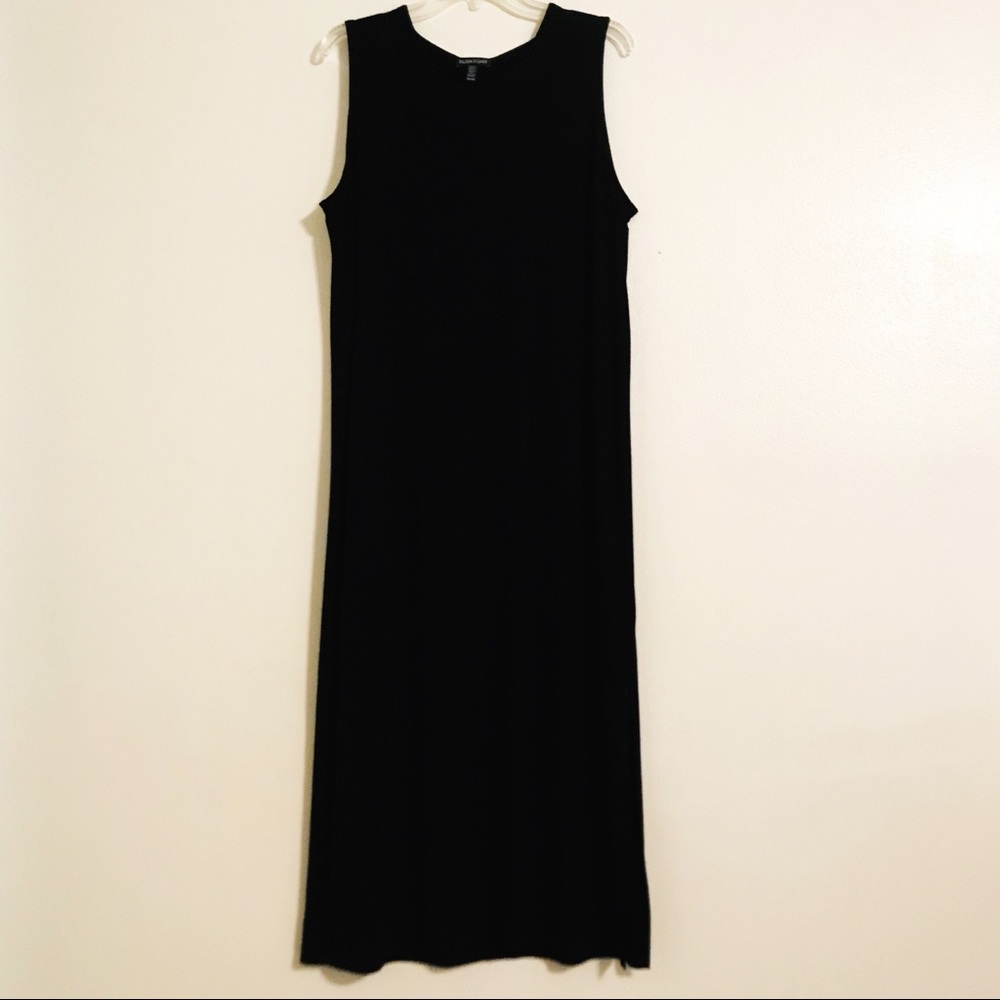 Eileen Fisher Black Scoop Neck Maxi Dress
